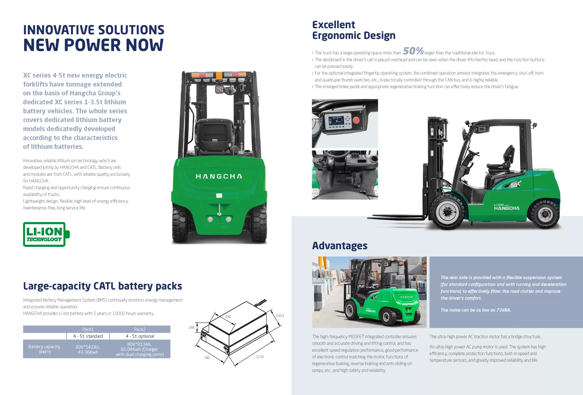 杭叉鋰鐵電動堆高機XC系列4.0~5.0噸 【CP值最高選擇！快速充電。免保養！】